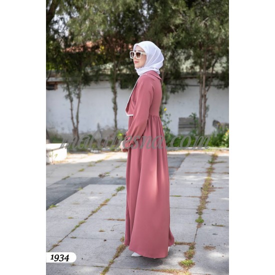 pink dress with white lines and buttons from infront with pockets pink dress with white lines and buttons from infront with pockets