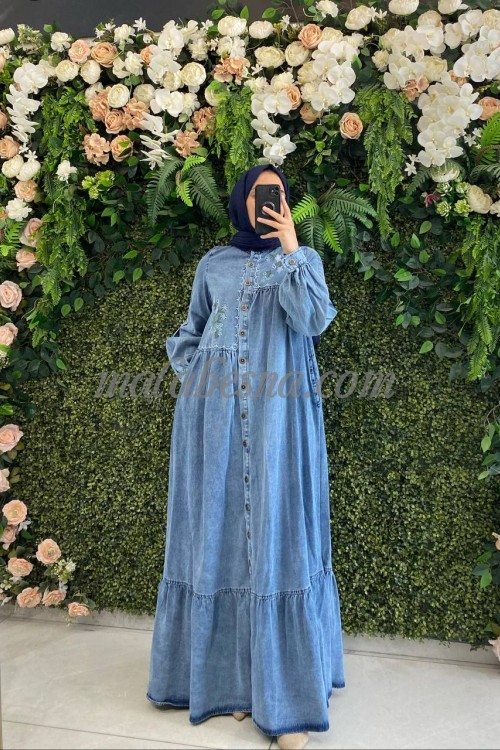 Jeans dress with pattern and infront buttons
