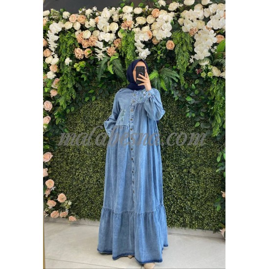 Jeans dress with pattern and infront buttons