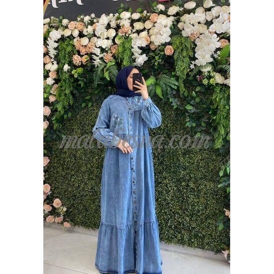 Jeans dress with pattern and infront buttons