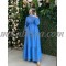 Blue lined dress with belt