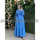 Blue lined dress with belt Blue lined dress with belt