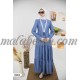Blue jeans dress with layers and Cloche dress with pattern on V on the chest Blue jeans dress with layers and Cloche dress with pattern on V on the chest