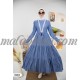 Blue jeans dress with layers and Cloche dress with pattern on V on the chest Blue jeans dress with layers and Cloche dress with pattern on V on the chest