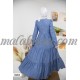 Blue jeans dress with layers and Cloche dress with pattern on V on the chest Blue jeans dress with layers and Cloche dress with pattern on V on the chest