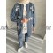 3 Pieces petrol suit with flowers pattern on the jacket