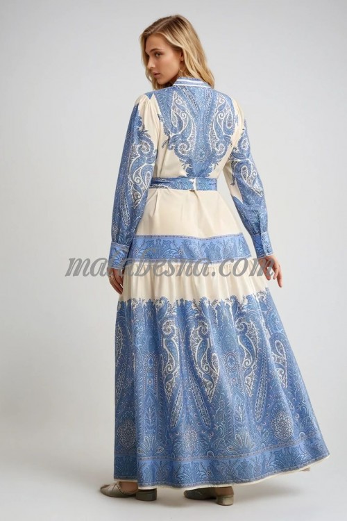 Blue and beige dress