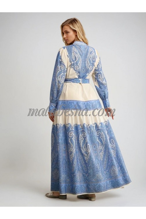 Blue and beige dress