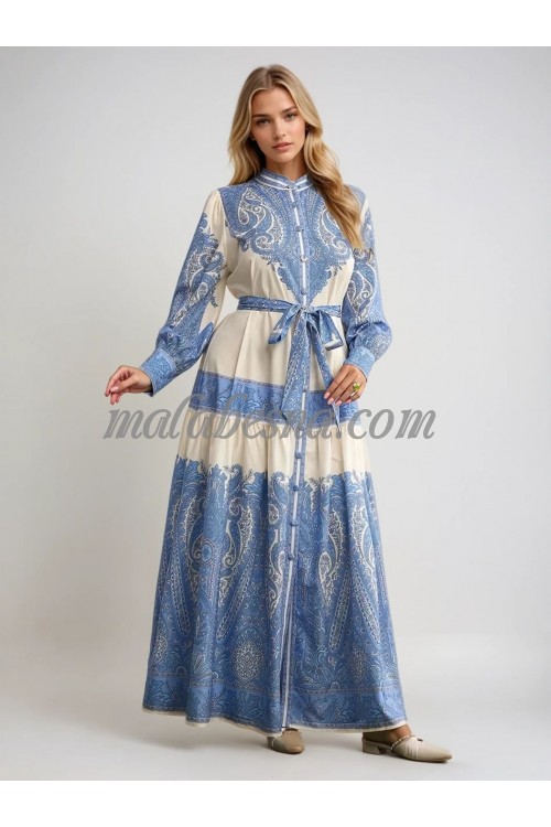 Blue and beige dress
