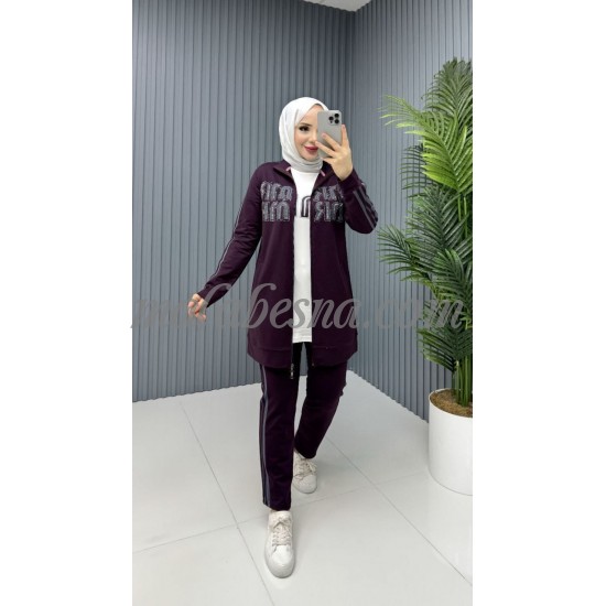 3 Pieces Burgundy tracksuit with long jacket and white shirt 3 Pieces Burgundy tracksuit with long jacket and white shirt