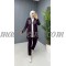 3 Pieces Burgundy tracksuit with long jacket and white shirt