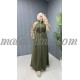Oily green sporty abaya with beige color on the shoulders Oily green sporty abaya with beige color on the shoulders