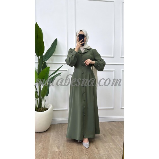Oily green dress with front buttons Oily green dress with front buttons