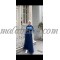 Dark blue abaya with blue color and two white lines on the sleeves