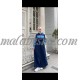 Dark blue abaya with blue color and two white lines on the sleeves Dark blue abaya with blue color and two white lines on the sleeves