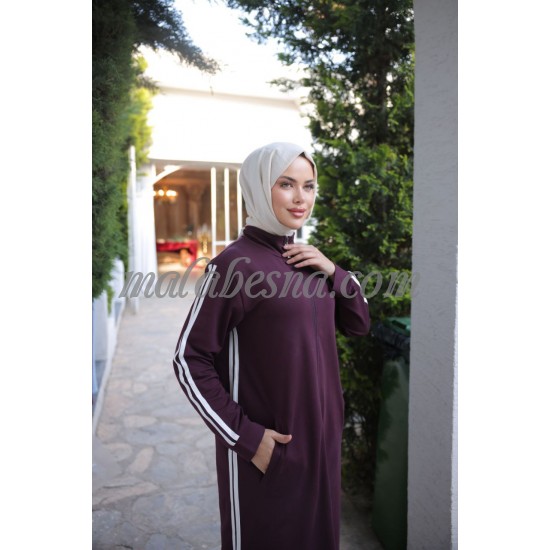 purple abaya with white lines and zipper purple abaya with white lines and zipper