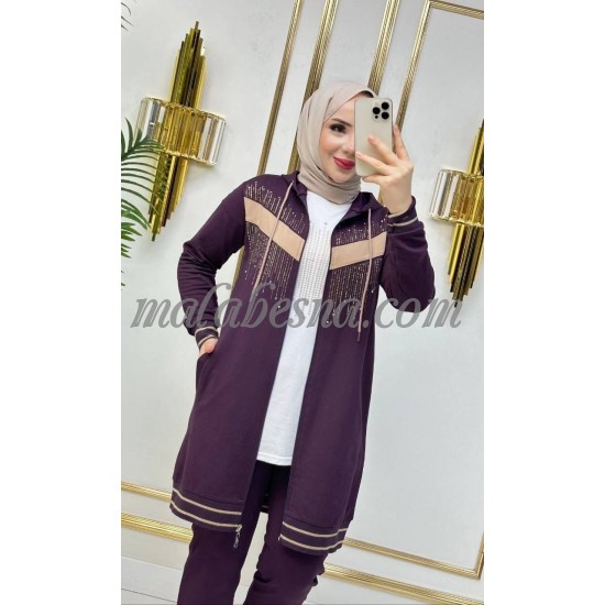 3 Pieces Purple suit with strass on the jacket and beige color on the jacket 3 Pieces Purple suit with strass on the jacket and beige color on the jacket