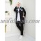 3 pieces black suit with flowers on the jacket