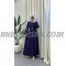 Purple dress with silver collar and belt with accessories