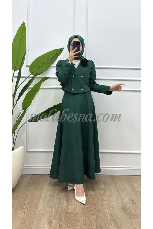 2 Pieces  Green skirt and jacket suit