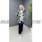 3 Pieces black and white suit with flowers pattern