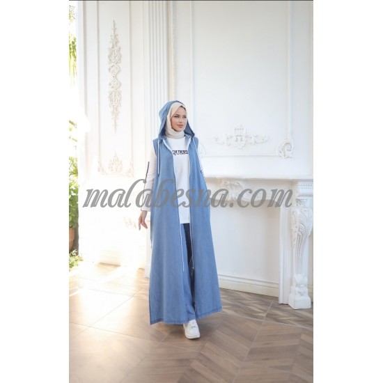 3 Pieces jeans suit with white cotton blouse