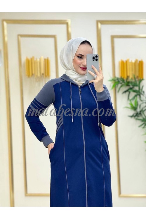 2 Pieces Dark Blue suit with gray color on the shoulders