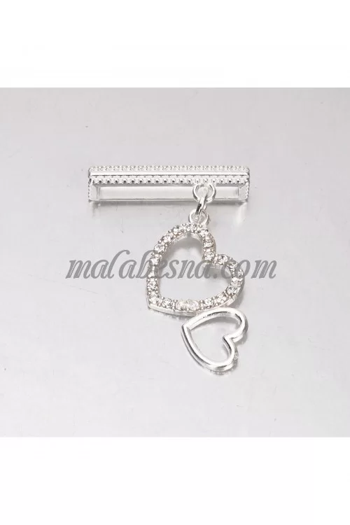Two hearts attached silver watch strap