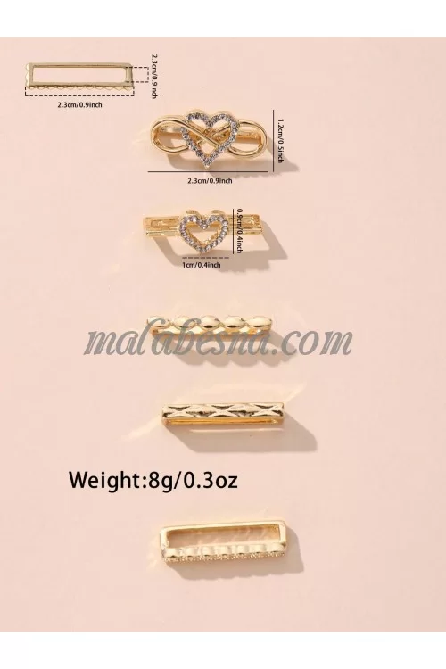 5 Pieces watch strap rings heart shape and mix designs