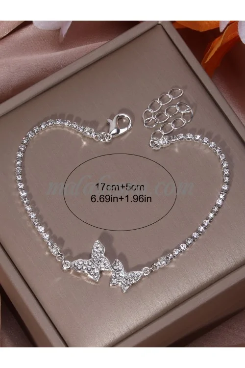 Silver Rhinestone Butterfly bracelet
