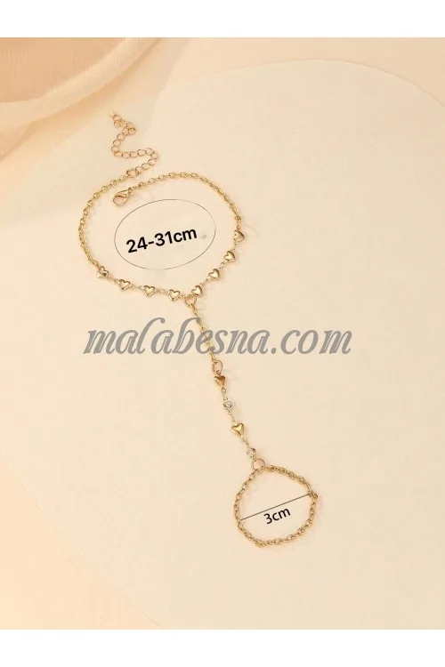 Golden anklet with hearts