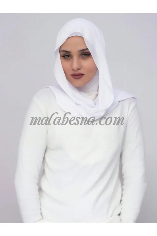White Ready-made chiffon hijab
