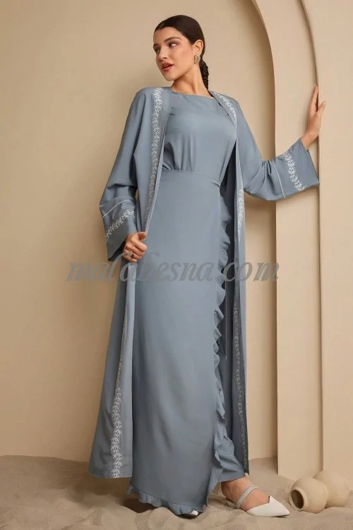 2 Pieces blue suit long cut piece and a cardigan