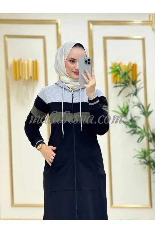 2 pieces black jacket with green line on the jacket