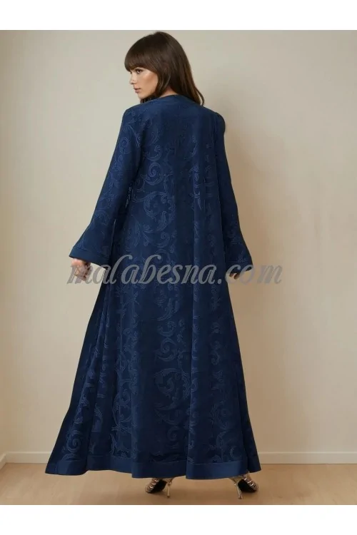 2 Pieces Blue suit long patterned jacket and a belt