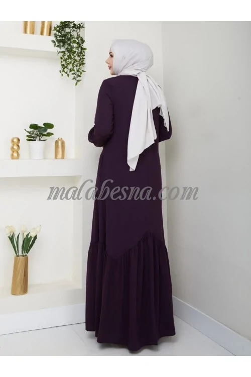 purple abaya with zipper and zigzag design from down